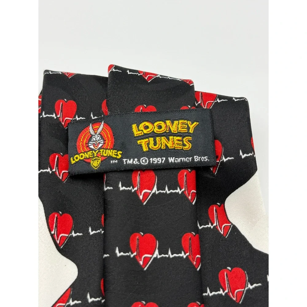 Looney Tunes Taz Scientist Heart EKG Tie OS Vintage 90s Cartoon Novelty Retro